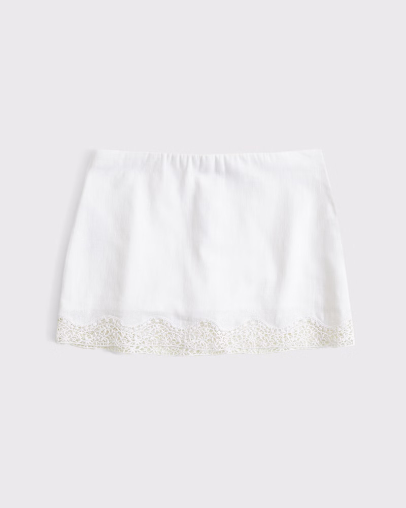 The A&F Scarlett Mid Rise Linen-Blend Mini Skort | Abercrombie & Fitch (US)