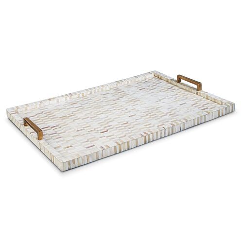 24" Bone & Brass Tray, Multi | One Kings Lane