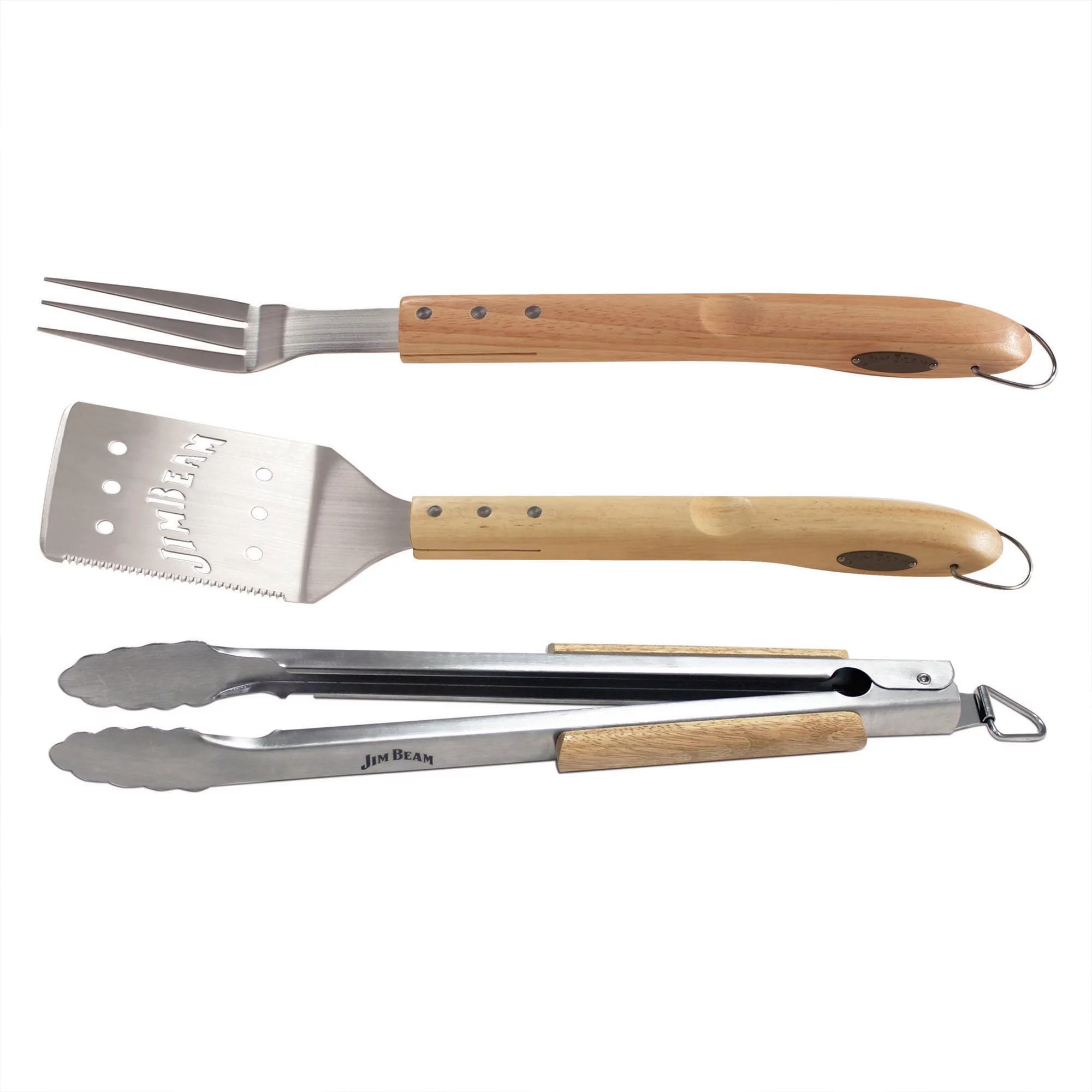 Jim Beam 3-Piece Grilling/Barbecue Tool Set with Wooden Handles Includes - Spatula, Fork and Tong... | Walmart (US)
