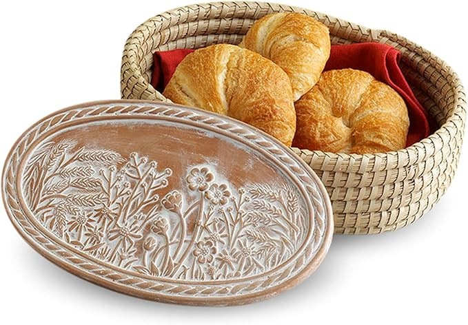 Bread Warmer Basket with Stone - Bread Baskets for Serving Rolls Warming Tortilla, Gift for Baker... | Amazon (US)