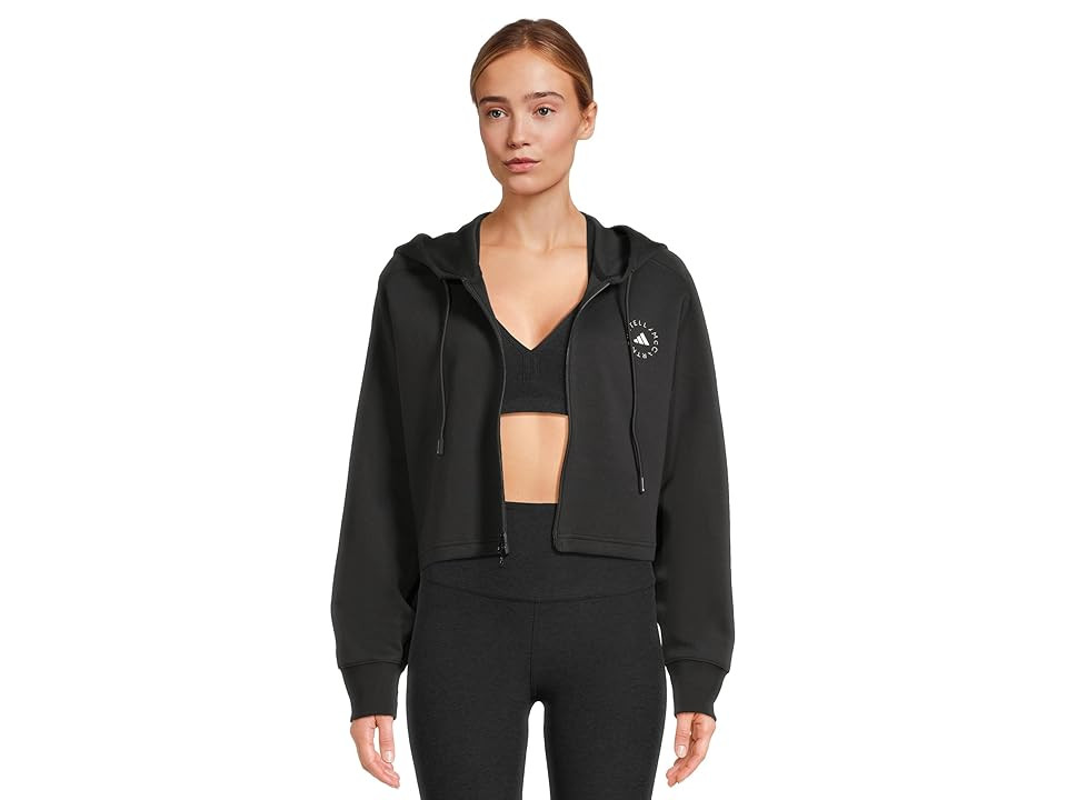adidas By Stella Mccartney Cropped Hoodie Women's Jacket Black : MD, Cotton/Polyester | Zappos