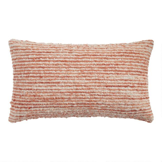 Woven Boucle Stripe Indoor Outdoor Lumbar Pillow | World Market