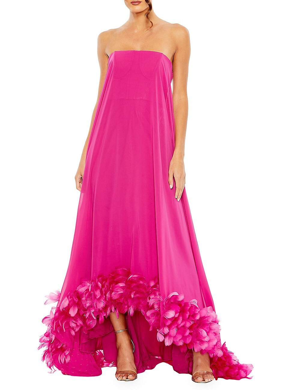 Women's Feathered Chiffon Strapless Gown - Fuchsia - Size 2 | Saks Fifth Avenue