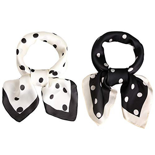 SOJOS Bandana Nicki-Tuch Damen Halstuch Kopftuch Seidentuch mit Polka Dot 70 x 70 SC317 (D20 Weiß (schwarzer Punkt) + Schwarz (weißer Punkt) 2 Schals) | Amazon (DE)