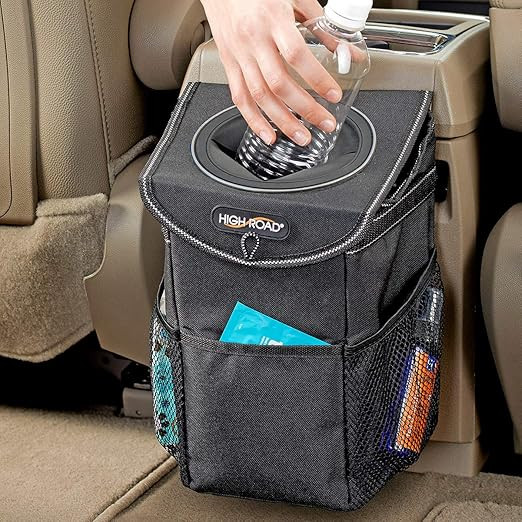 High Road StashAway Car Trash Can with Lid, 3 Storage Pockets and Solid Front and Back Panels for... | Amazon (US)