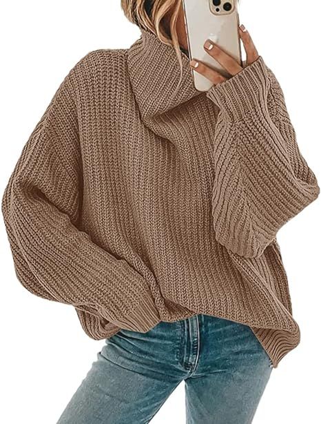 SySea Women's Turtleneck Long Sleeve Sweaters Knit Oversized Slouchy Fall Pullover Jumper Tops | Amazon (US)