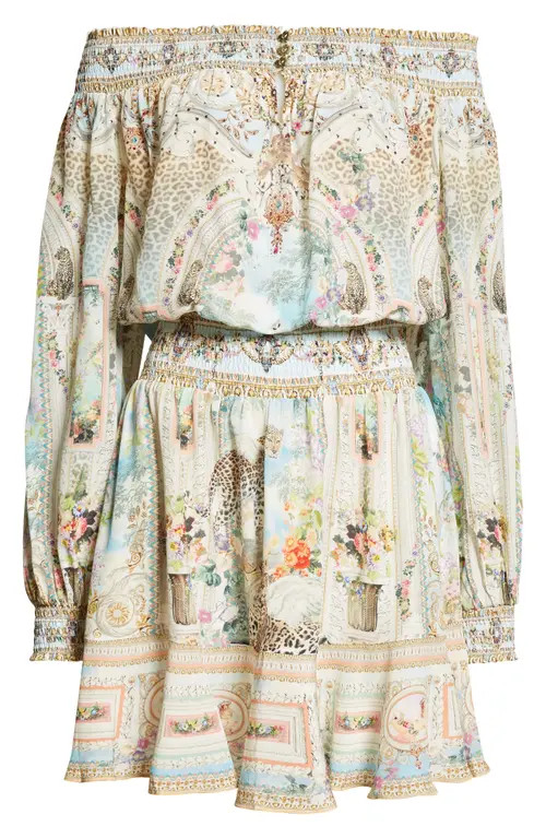 Camilla We Always Have Alexandria Off the Shoulder Long Sleeve Silk Dress at Nordstrom, Size Medi... | Nordstrom