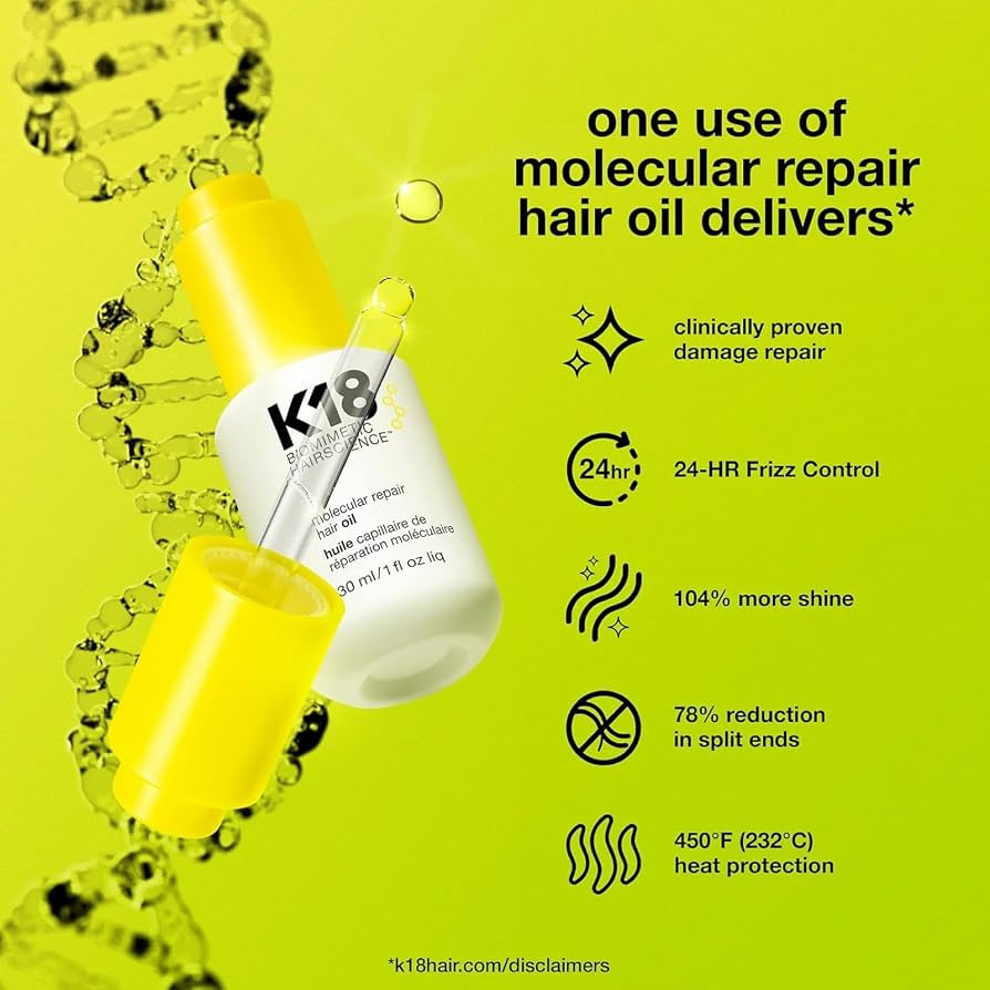 K18 Molecular Repair Hair Oil, Weightless Oil for Stronger, Healthier Hair, Suitable For All Hair... | Amazon (UK)