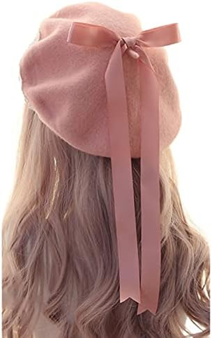 Lolita Sweet French Beret Cap Bow Painter Hat Kawaii Preppy Style Female Casual Artist Hat for Gi... | Amazon (US)