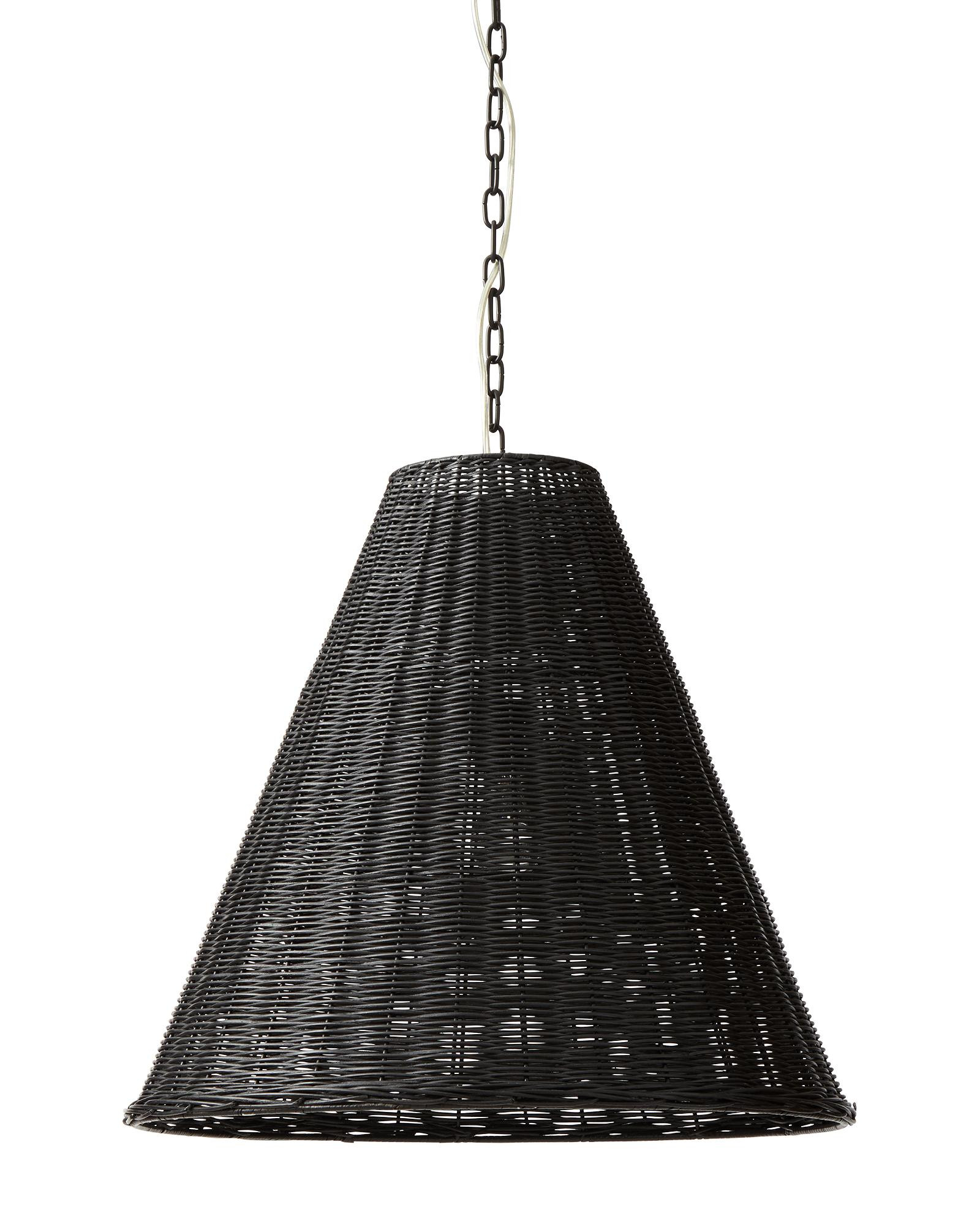 Santa Barbara Taper Rattan Pendant - Black | Serena and Lily