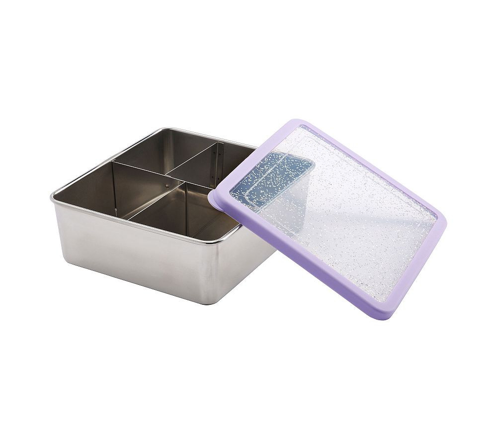 Spencer Stainless Kids Bento Box Container, Lavender/Silver Glitter | Pottery Barn Kids