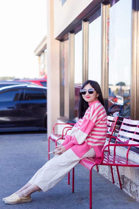 The season for this fun pink striped pullover is ending; pulling it out again for maybe the last time this spring 

#LTKfindsunder100 #LTKstyletip #LTKSeasonal