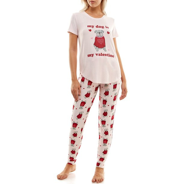Jaclyn Women's and Women's Plus Dog Valentine SS and Jogger Sleep Set, 2pc. - Walmart.com | Walmart (US)