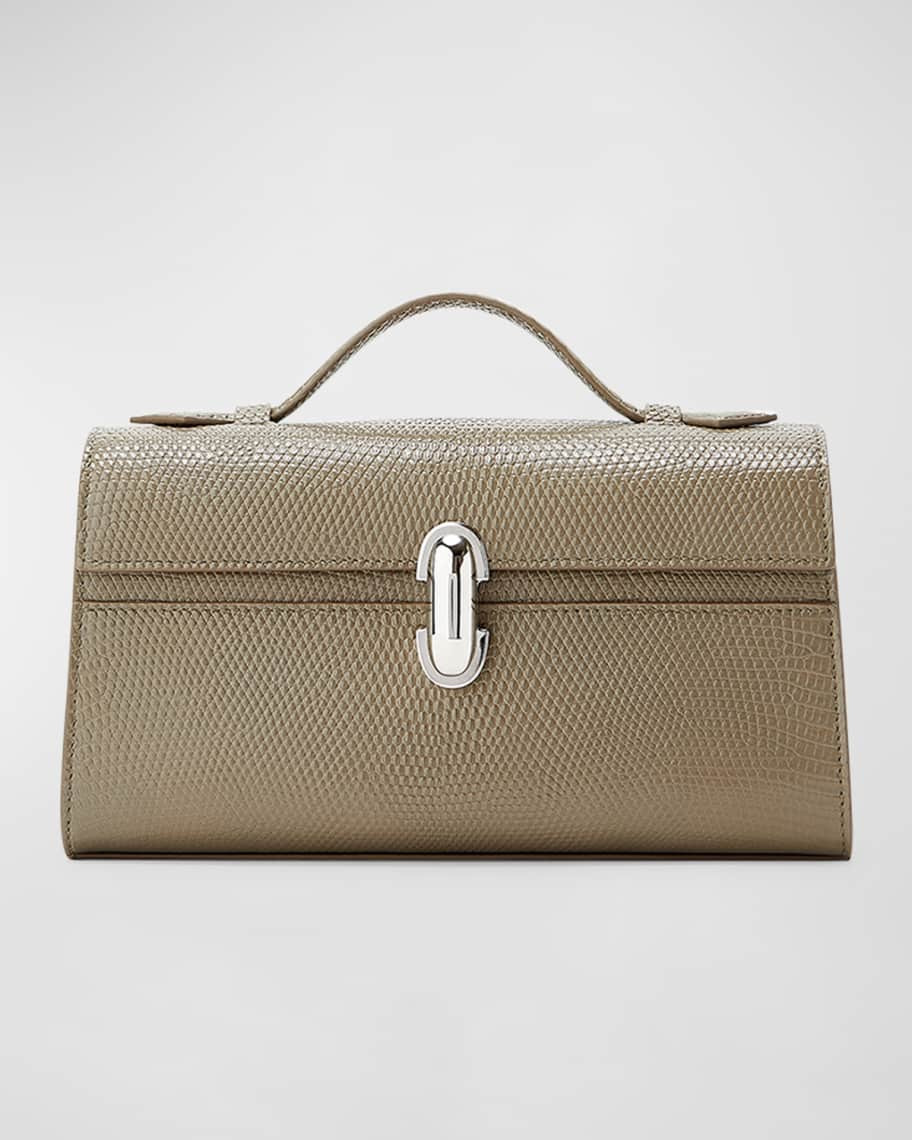Savette The Symmetry Pouchette Lizzard Top-Handle Bag | Neiman Marcus