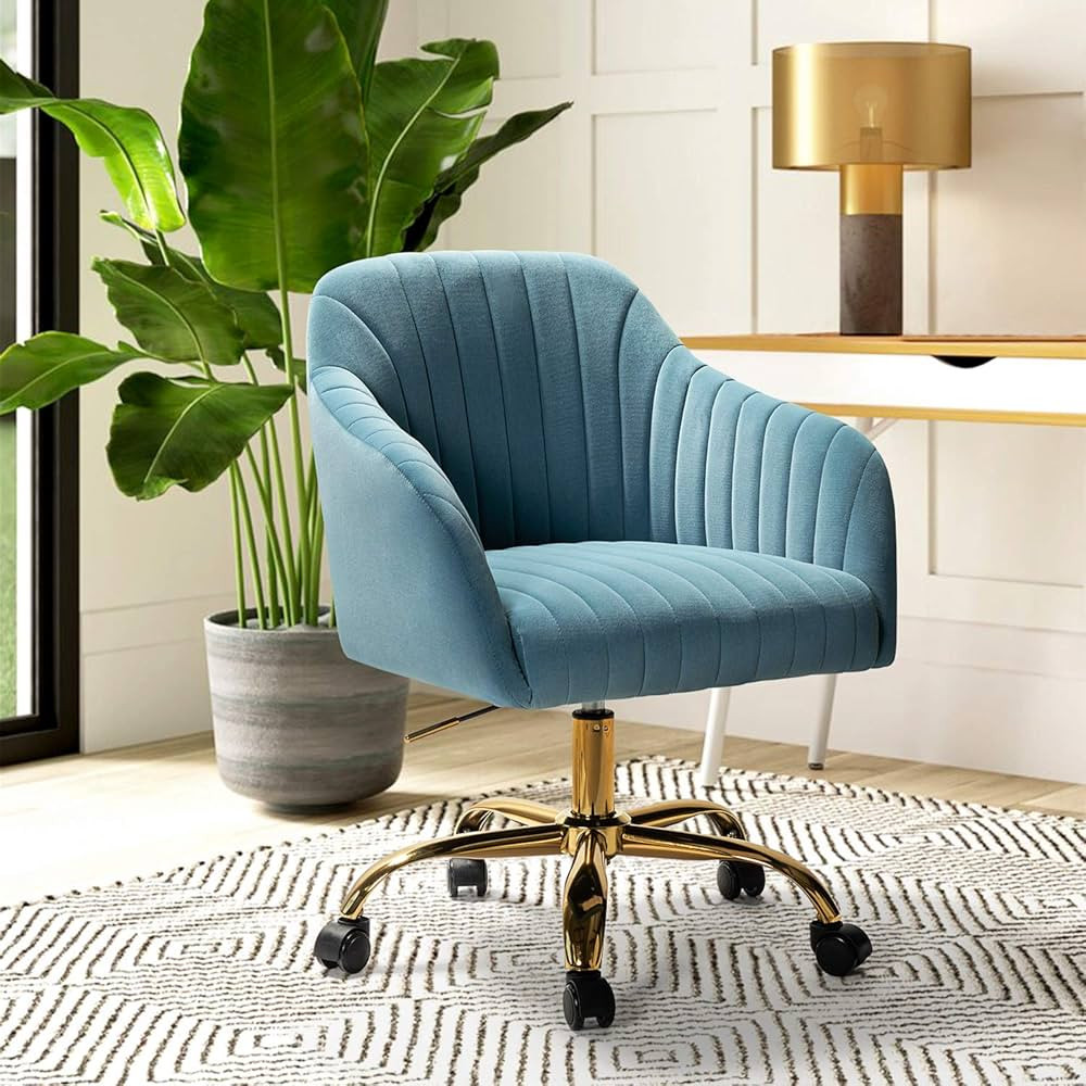 HULALA HOME Velvet Home Office Desk Chair, Modern Cute Computer Task Chair, Wheels Swivel Height ... | Amazon (US)