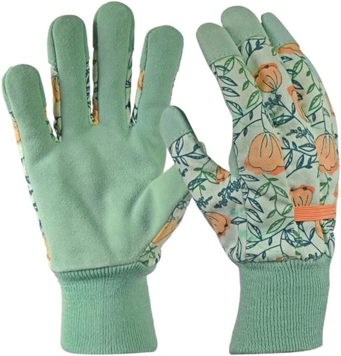 DIGZ Women's Leather Palm Garden Gloves with Knit Wrist | Amazon (US)