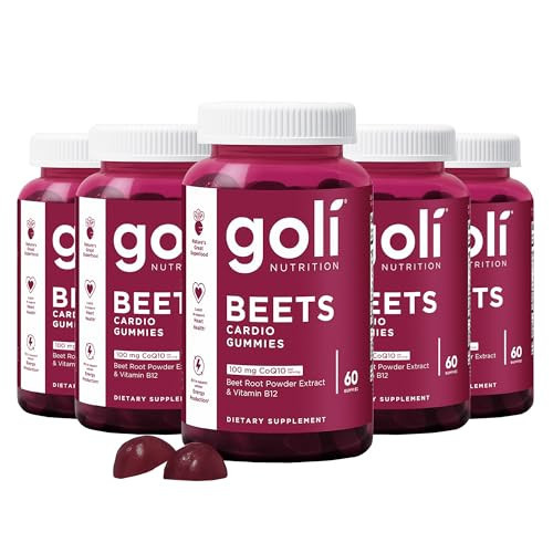 Goli Nutritional Supplement, Beets Cardio Gummy - 300 Count(5 Pack of 60) - 100mg CoQ10 & Beet Root Extract - Gluten-Free, Vegan, Non-GMO, and Gelatin-Free. Nature's Great Superfood. | Amazon (US)