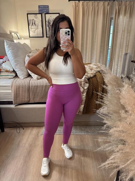 Amazon hot girl walk look! I'm wearing a small in the leggings and a medium in the sports bra. For reference I'm a 34DDD and 5'. Leggings are petite friendly! Amazon workout wear, hot girl walk outfit, summer gym fit, summer gym look, petite friendly leggings

#LTKFindsUnder50 #LTKFitness #LTKStyleTip
