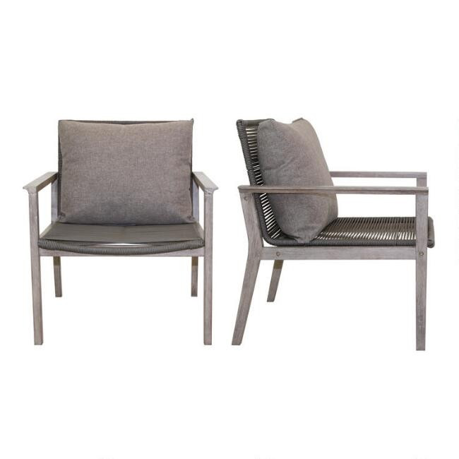 Gray Rope Loft Outdoor Lounge Chairs Set of 2 | World Market
