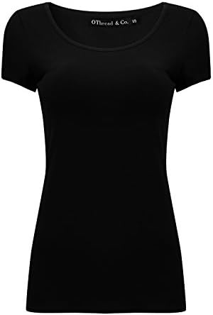 OThread & Co. Women's Short Sleeve T-Shirt Scoop Neck Basic Layer Stretchy Shirts | Amazon (US)