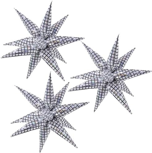 3pcs 32inch Iridescent disco explosion star foil balloons.Black white Foil Cone Star burst Balloo... | Amazon (US)