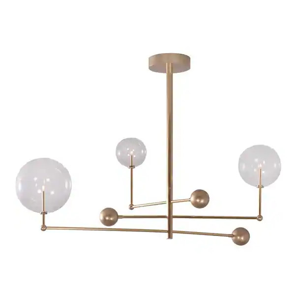 Aldo 3-Light Modern Antique Brass Chandelier with Globe Shades | Bed Bath & Beyond
