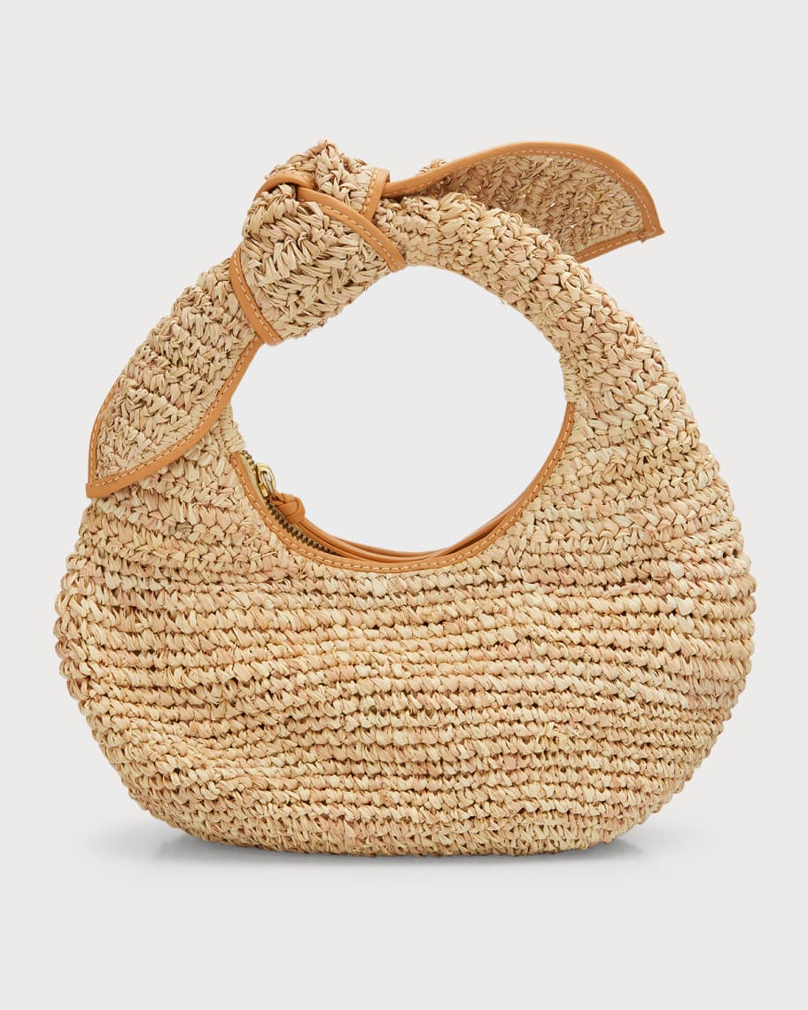 The Josie Knot Raffia Top-Handle Bag | Neiman Marcus