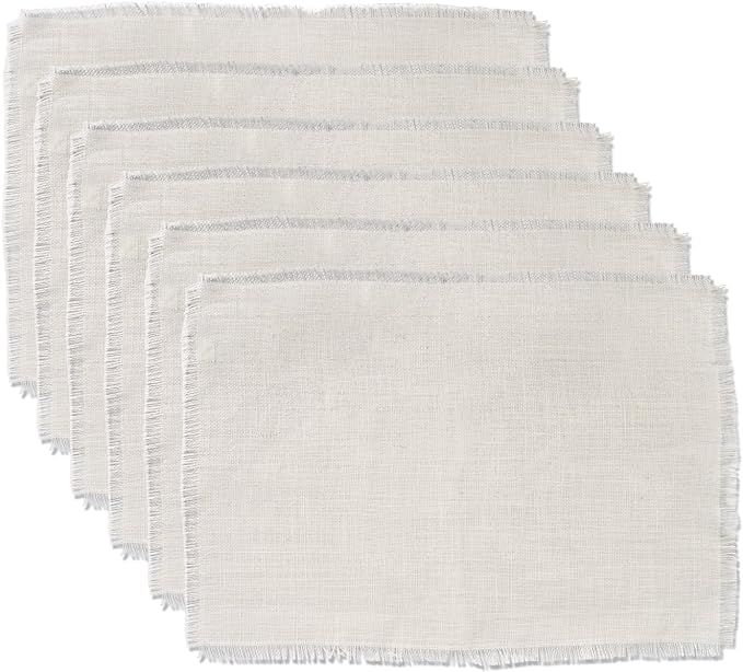 DII Jute Collection Kitchen Tabletop, Placemat Set, Solid Ivory 6 Count | Amazon (US)