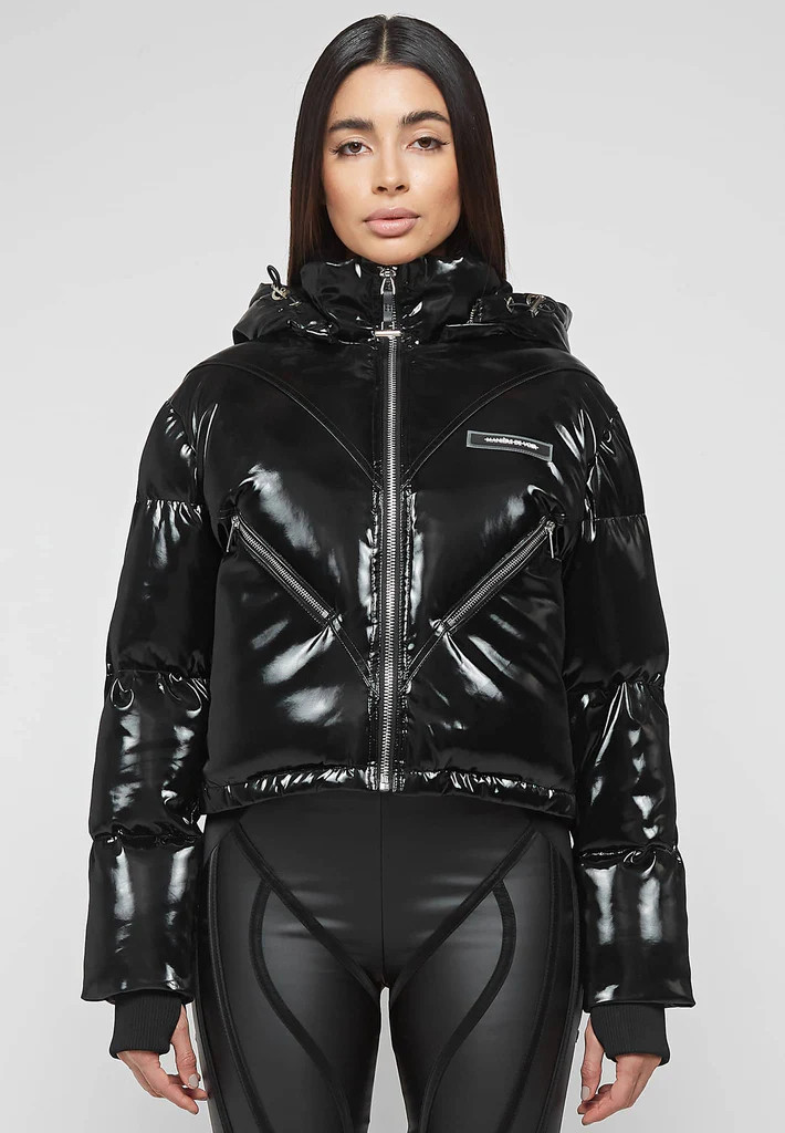 High Shine Puffer Jacket - Black | Maniere De Voir