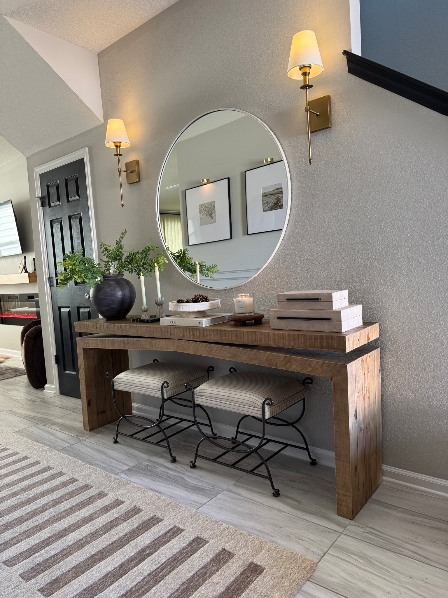 These new ottomans were definitely a great idea- love the vintage vibes they add to the entryway 😍

Ottomans, entryway styling, console table, neural home decor, neutral runner, loloi rugs, designer inspired home finds 

#LTKSeasonal #LTKHome