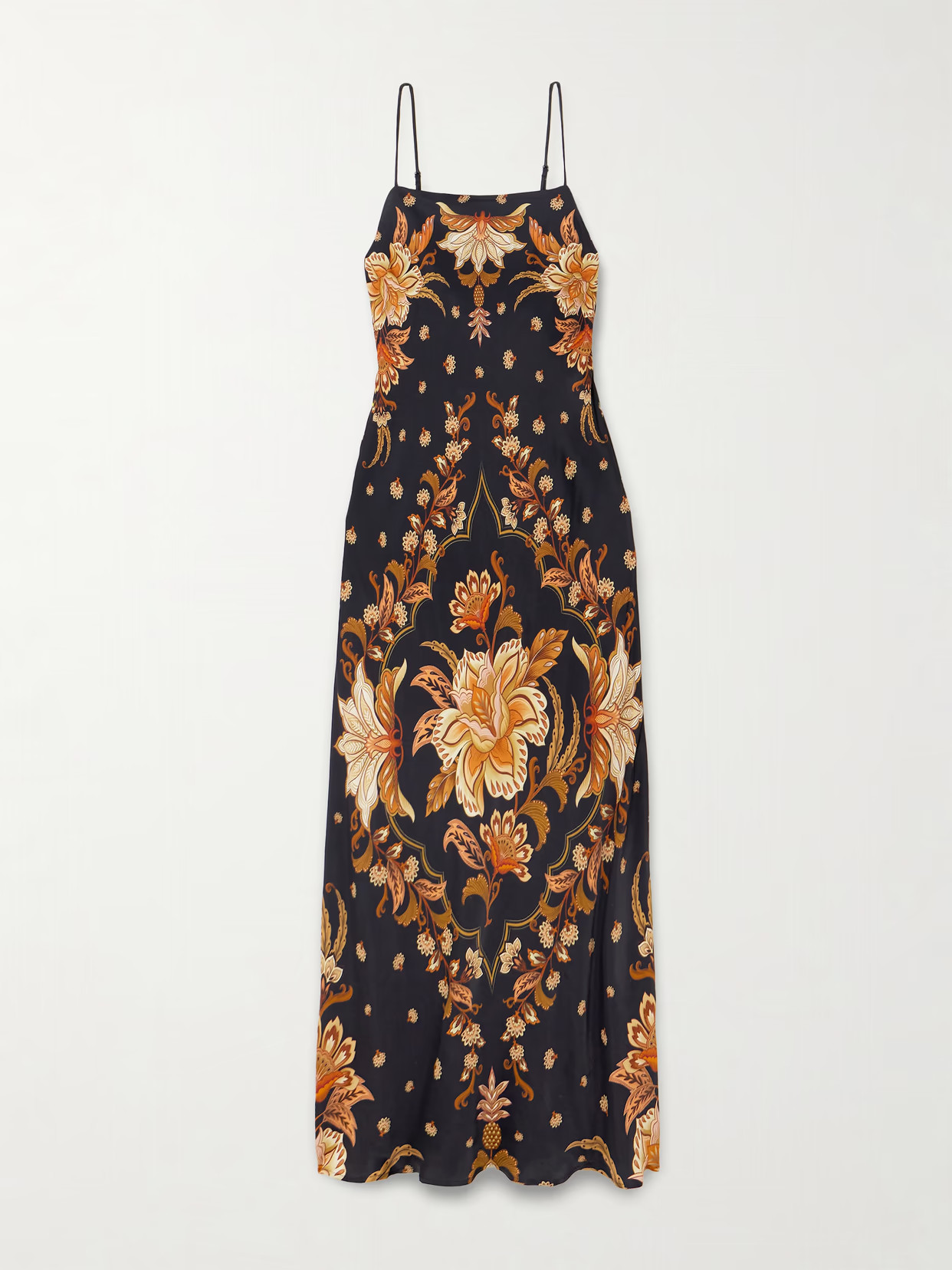 Farm Rio - Paisley-print Satin-jersey Maxi Dress - Black | NET-A-PORTER (US)