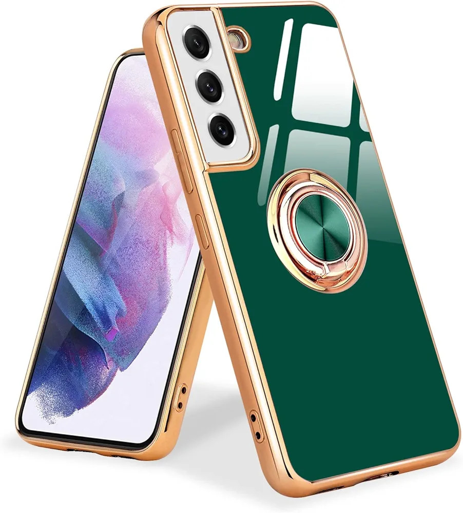 Compatible with Samsung Galaxy S21 Case, Finger Ring Holder Case Rose Gold Plating Design for Wom... | Amazon (US)