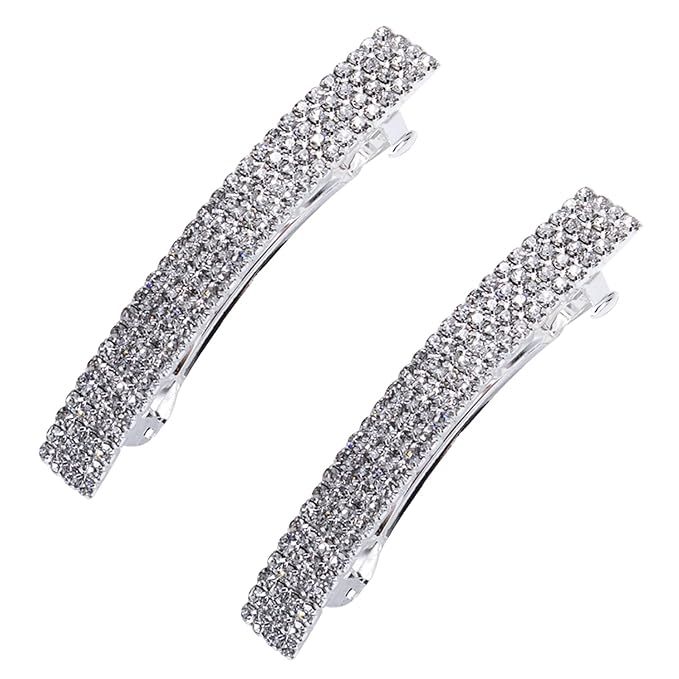 Crystal Hair Barrette 2 Pcs Sparkly Rhinestone Crystal Hair Clip French Design Bridal Fashion org... | Amazon (US)