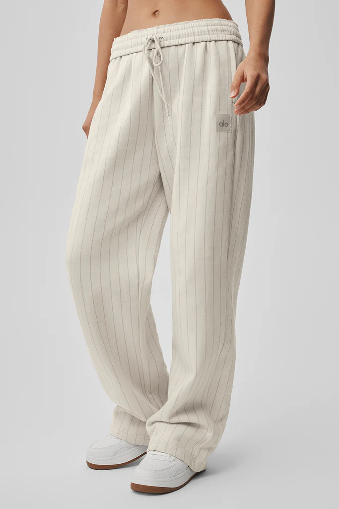 Pinstripe Straight Leg Sweatpant - Bone Pinstripe | Alo Yoga (US)