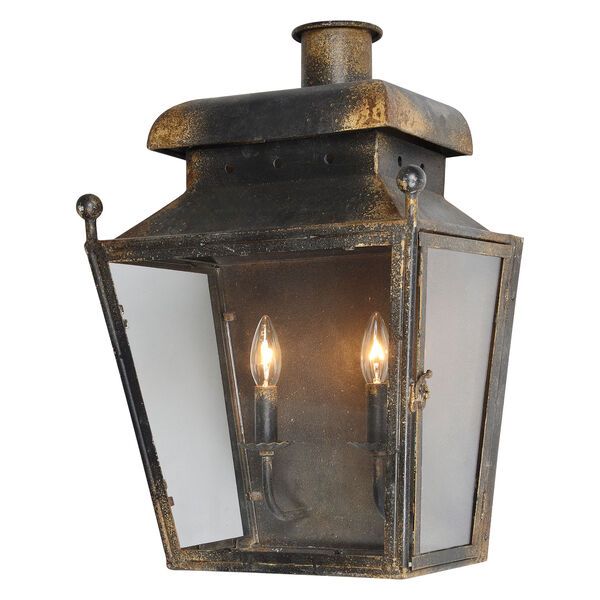 Talbot Distressed Black Two-Light Wall Sconce | Bellacor