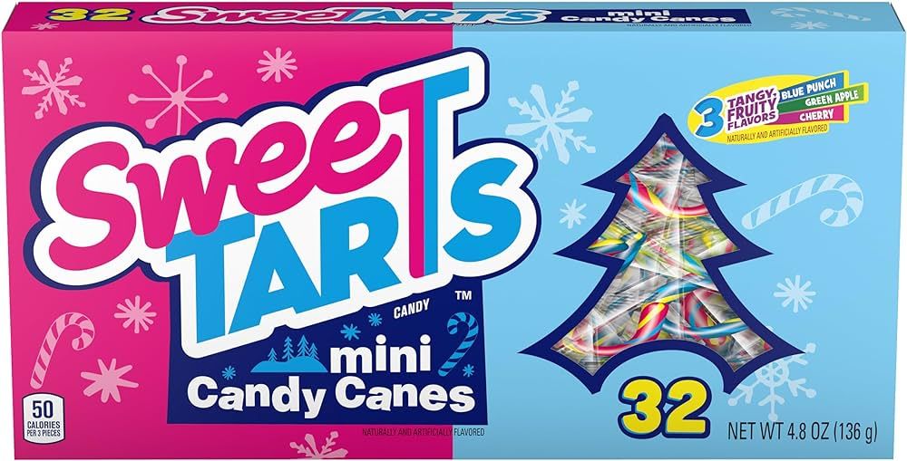 SweeTarts Mini Holiday Candy Canes, Holiday Candy, Christmas Stocking Stuffers for Kids, 4.8 oz B... | Amazon (US)