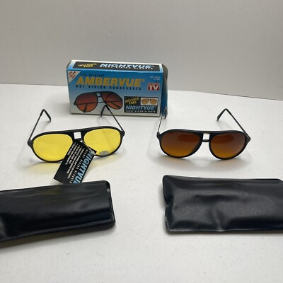 Vintage AmberVue Sunglasses Aviator Style AmberVision W/ Nightvue 80s NOS | eBay US