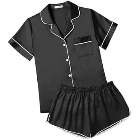Ekouaer Silk Pajamas Womens Short Sleeve Sleepwear Soft Satin Button Down Loungewear 2 Piece Pjs ... | Amazon (US)
