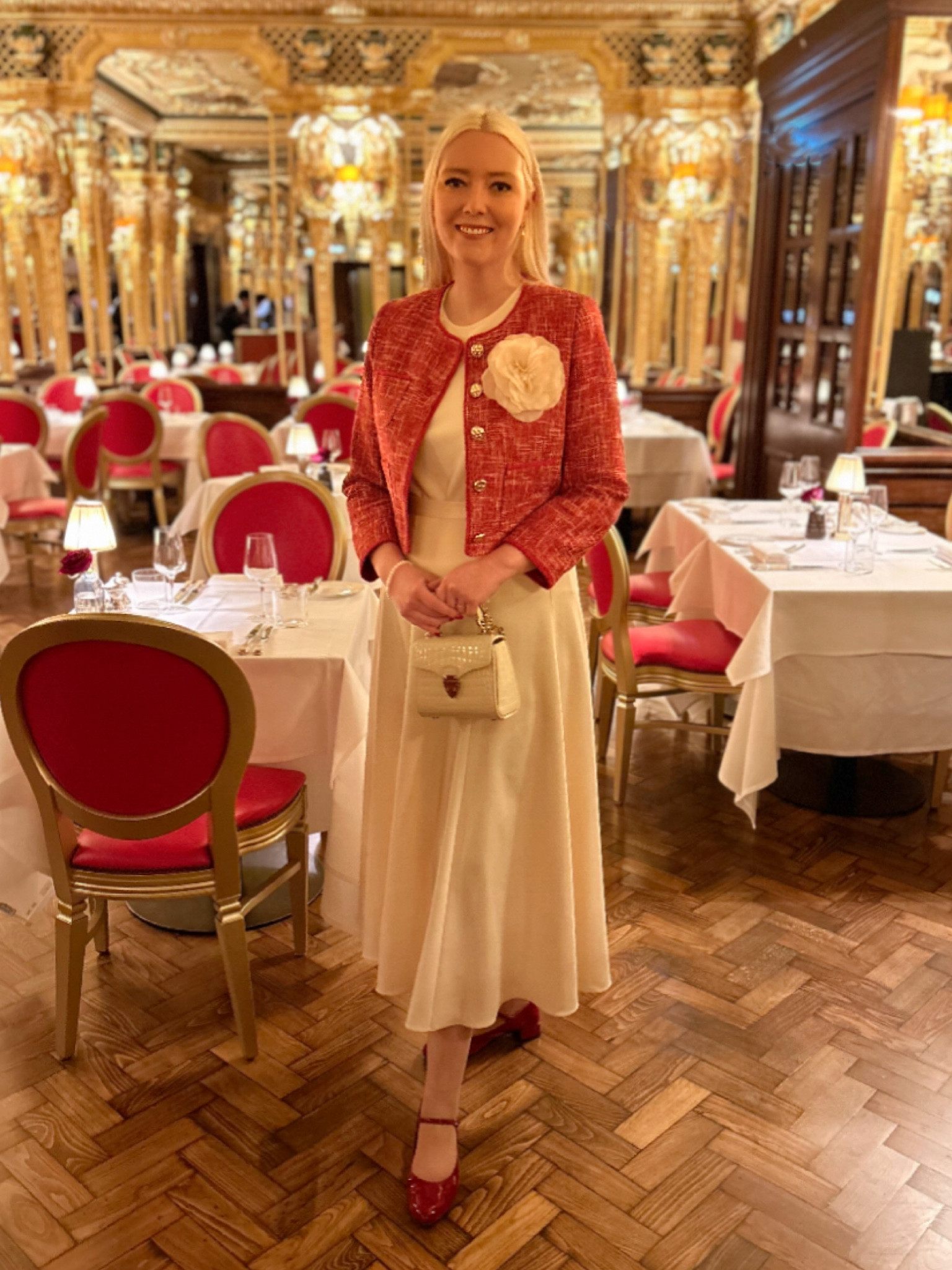 Happy Valentine’s Day! I absolutely love red and cream, so partnered my new LK Bennett London SS25 Alexa Red Tweed Jacket (matching mini dress and skirt also available - see product list) with their pretty rosette corsage. My 15% discount code can be used on all full price styles: REBECCALIPKINAUTHOR15

I partnered with red patent Mary Janes by Augusta, the Ivory Mini Mayfair bag by Aspinal of London, the past season Hobbs London Limited Edition Ivory Charteris Skirt and Camisole and Pearls by Dower and Hall. Hope you like ❤️

#LTKeurope #LTKdatenight #LTKuk