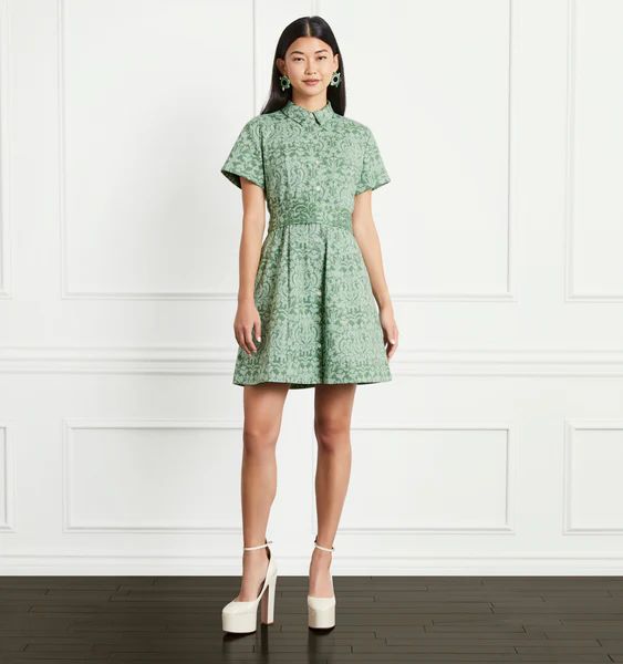 The Laura Dress - Green Jacquard | Hill House Home