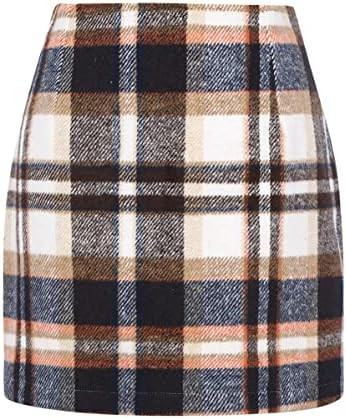 IDEALSANXUN Womens High Waist Plaid Skirt Bodycon Pencil Wool Mini Skirts | Amazon (US)