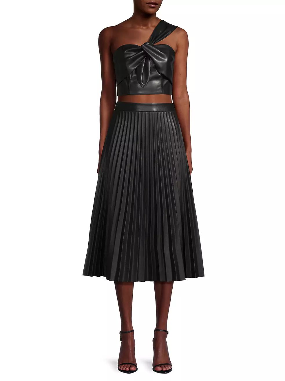 Knot-Front Vegan Leather Crop Top | Saks Fifth Avenue