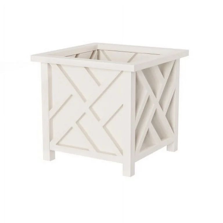 Pure Garden Outdoor Lattice Planter Box – 14.75-inch Outdoor Patio Plant Pot, White - Walmart.c... | Walmart (US)