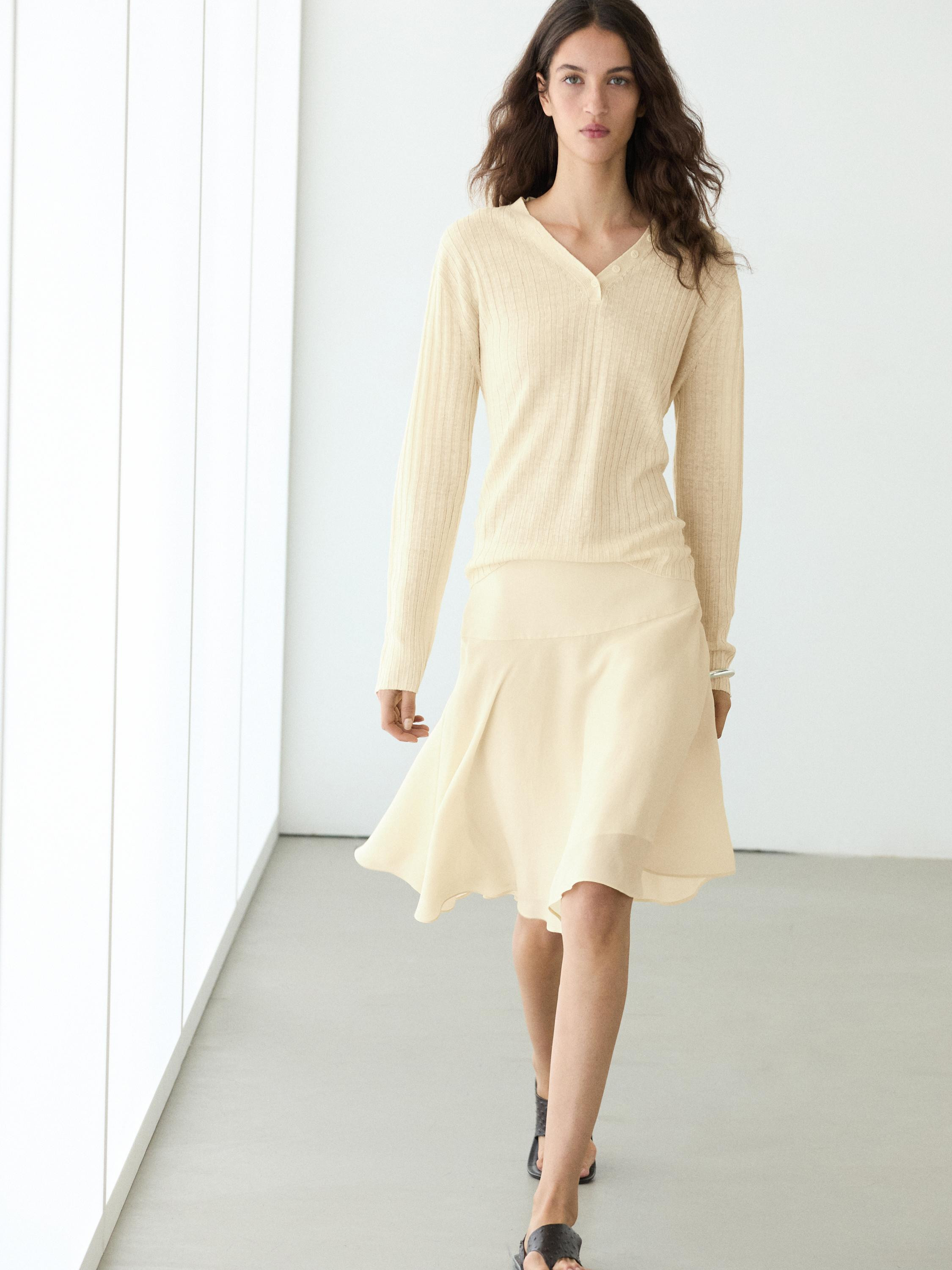 Fließender asymmetrischer Midirock | Massimo Dutti DE