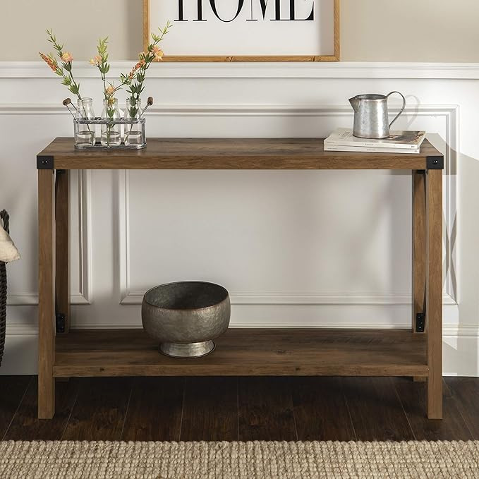 Walker Edison Barnwood Farmhouse Wood Rectangle Accent Entryway Table (46 Inch) - Reclaimed Barnw... | Amazon (US)