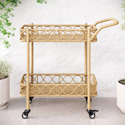 Haven Way Haven Way Hana Indoor/Outdoor Wicker Bar Cart | Lowe's