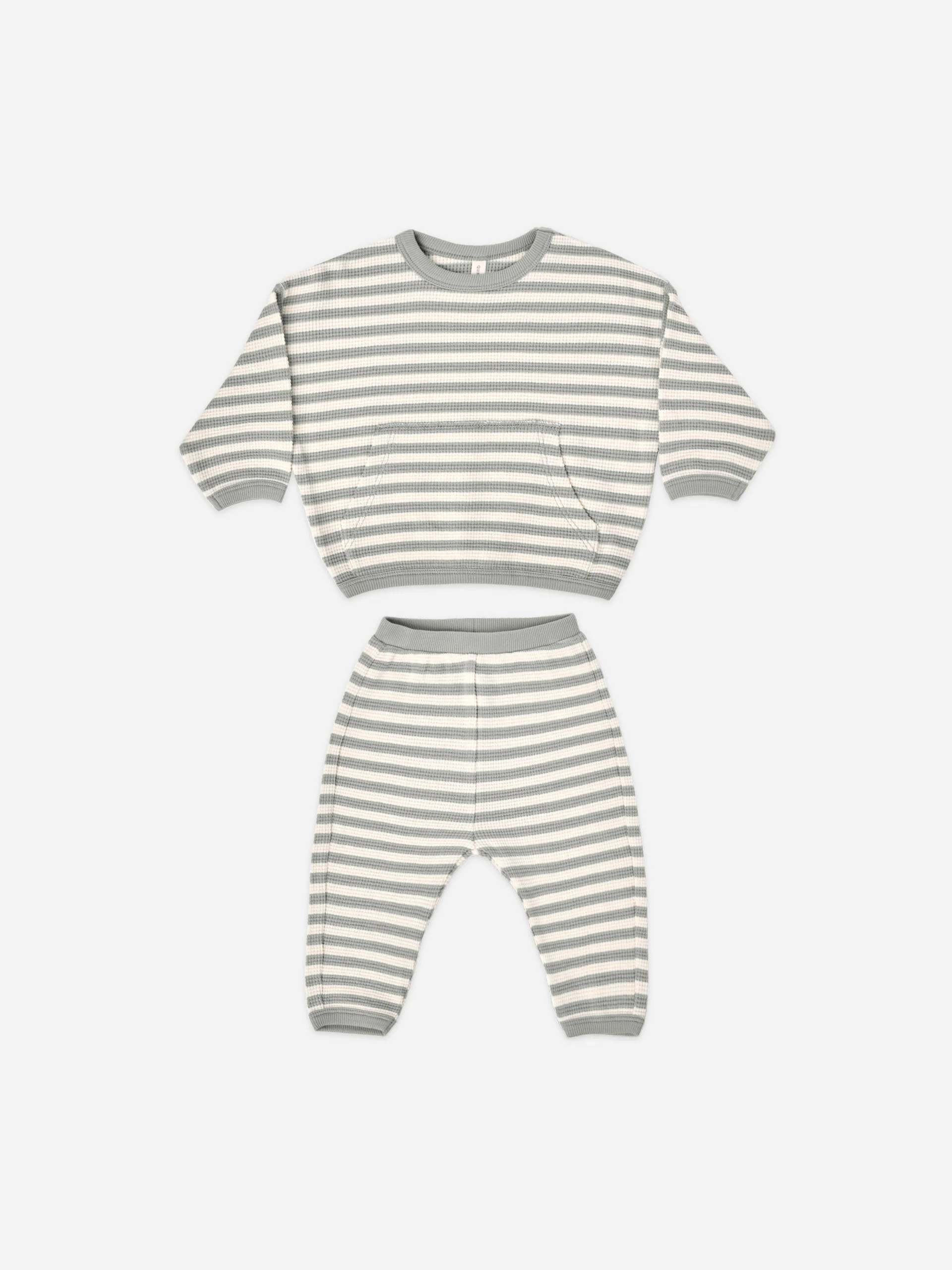 waffle sweat set | sky stripe | Quincy Mae