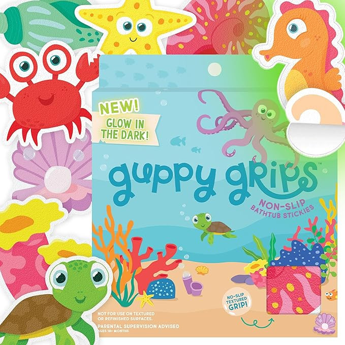 Glo Pals Glow-in-The-Dark Grips Bathtub Stickers for Kids – 8 Extra Large Non-Slip Bath Sticker... | Amazon (US)