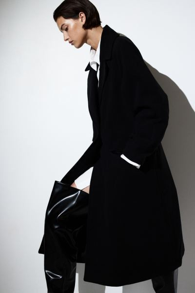 Double-breasted coat - Black - Ladies | H&M GB | H&M (UK, MY, IN, SG, PH, TW, HK)