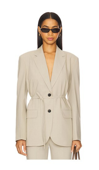 EAVES Siya Belted Blazer in Beige. - size XS | Revolve Clothing (Global)